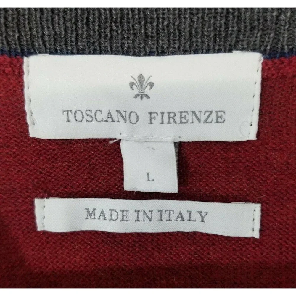 Toscano Firenze Burgundy Merino Wool Sweater Vest Made in Italy Size L